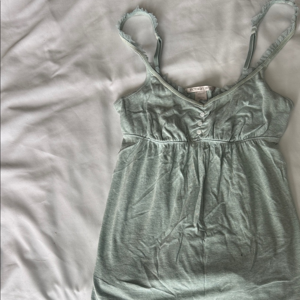 Victoria's Secret Light Green Lace Trim Top